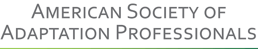 Logo with text reading "American Society of Adaptation Professionals" in gray capital letters over a thin green gradient line.
