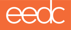 White lowercase letters "eedc" on an orange rectangular background.